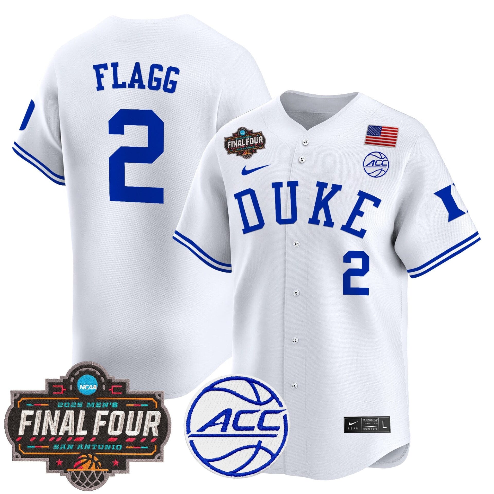 Duke Blue Devils 2025 Final Four Patch Vapor Baseball Jersey - All Stitched - Image 15