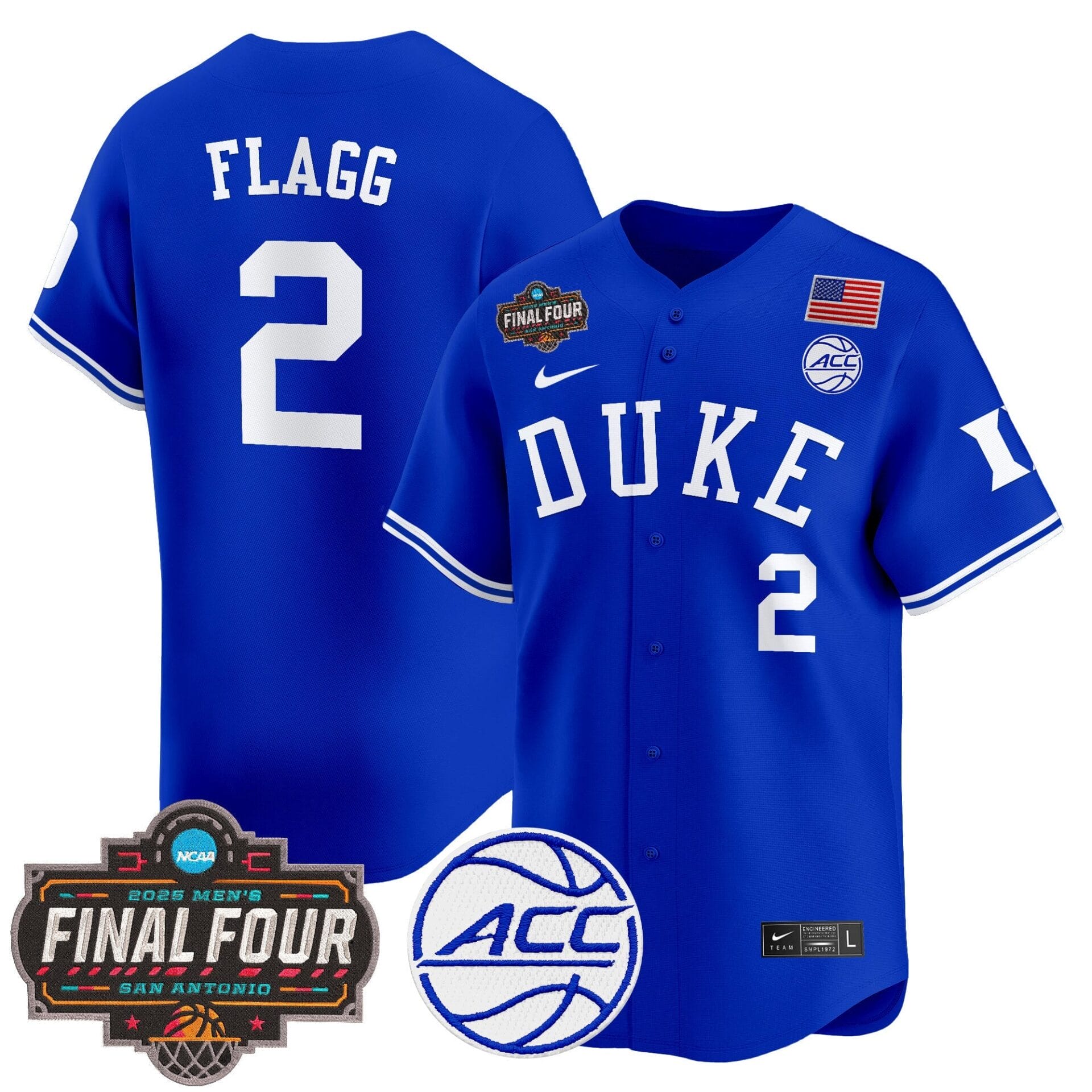 Duke Blue Devils 2025 Final Four Patch Vapor Baseball Jersey - All Stitched - Image 8