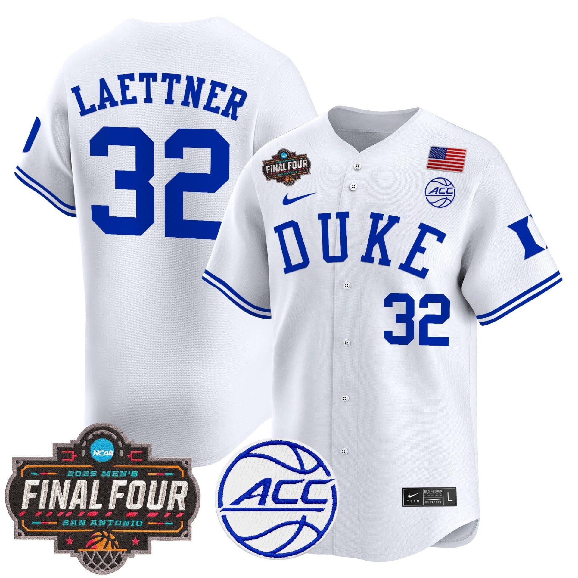Duke Blue Devils 2025 Final Four Patch Vapor Baseball Jersey - All Stitched - Image 19