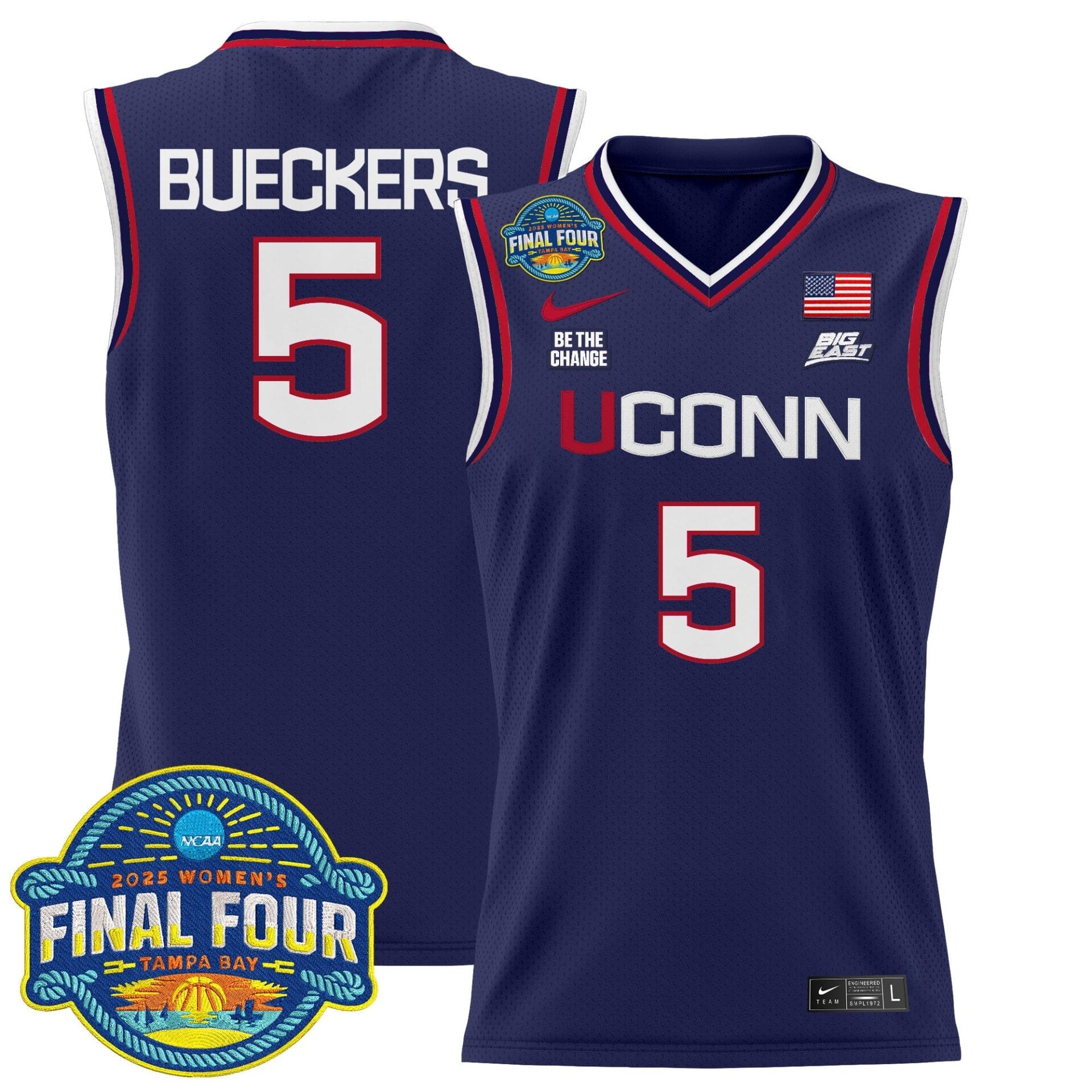 Size - UConn Huskies 2025 Big Eat Women's Final Four Patch Lightweight Basketball Jersey - All Stitched - Image 8