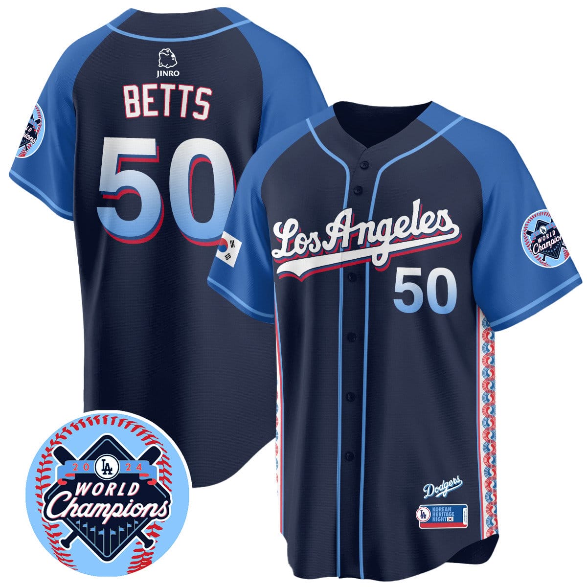 Los Angeles Dodgers Korean Heritage Night Jersey - All Stitched - Image 3
