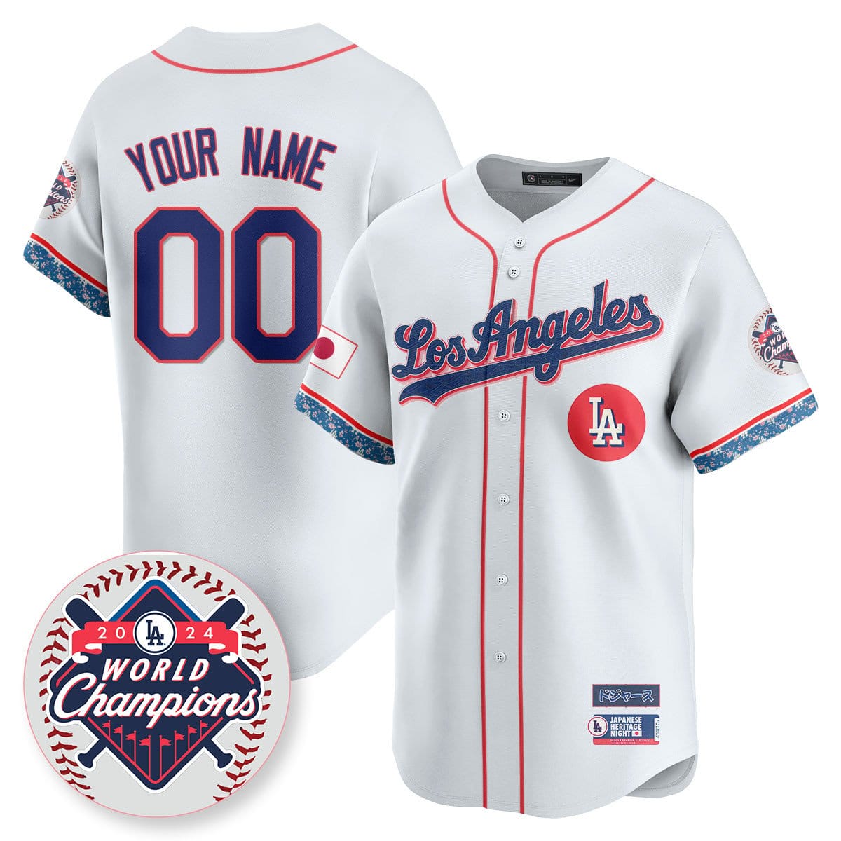Custom Gender/Name Los Angeles Dodgers Japanese Heritage Night Jersey - All Stitched - Image 5
