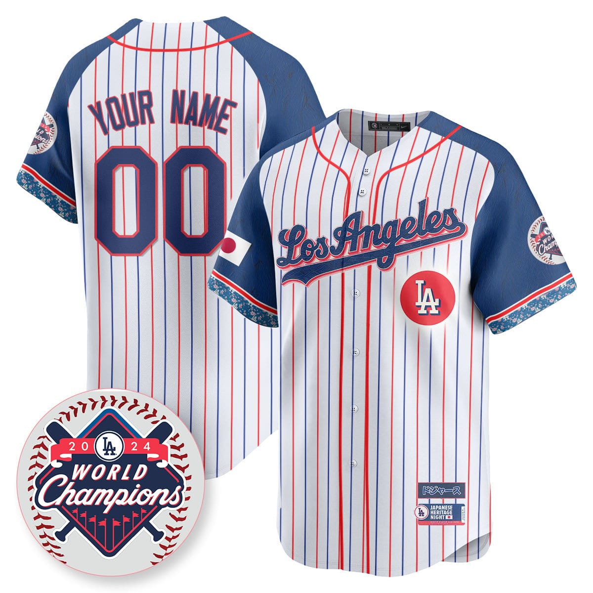 Custom Gender/Name Los Angeles Dodgers Japanese Heritage Night Jersey - All Stitched - Image 4