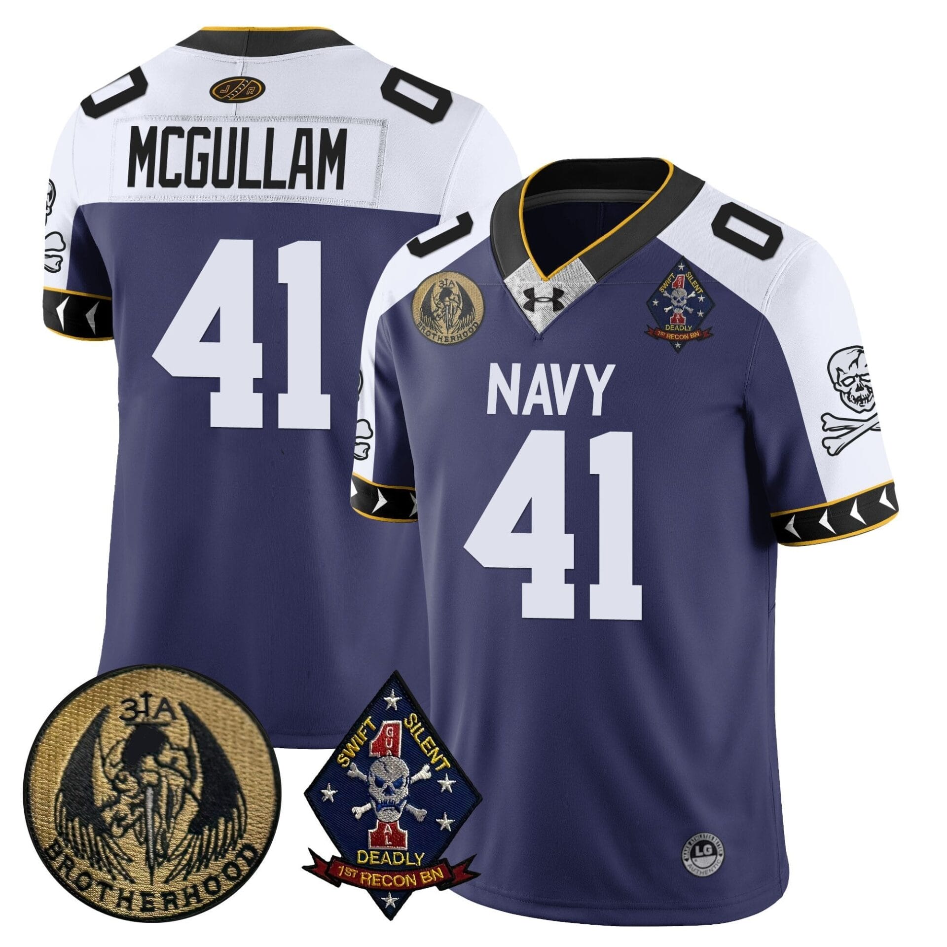Navy Midshipmen Lacrosse Jolly Rogers Vapor Limited Jersey - All Stitched - Image 4