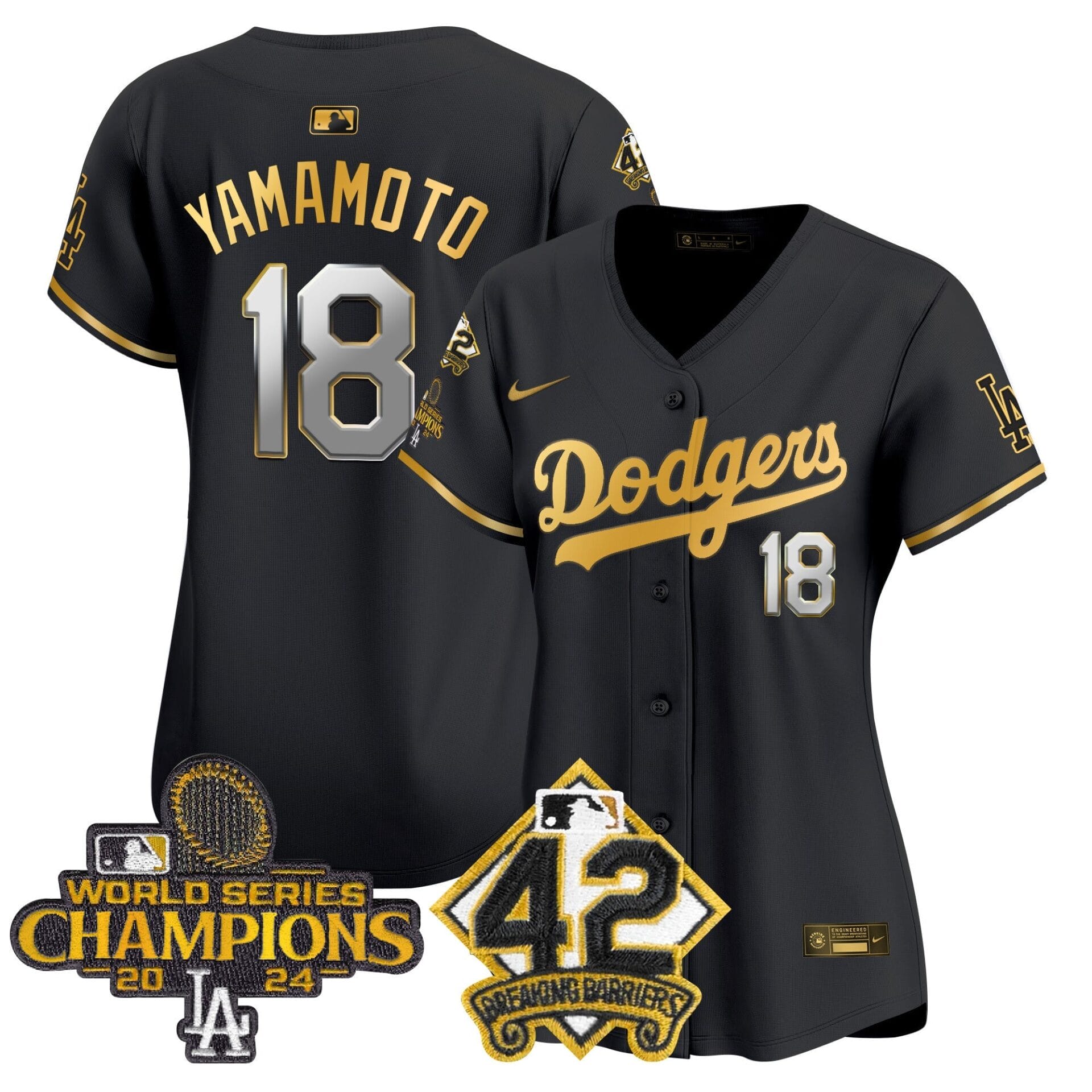 Women's Dodgers 2024 World Series Champions & Jackie Robinson Patch Vapor Premier Limited Jersey - All Stitched - Image 38