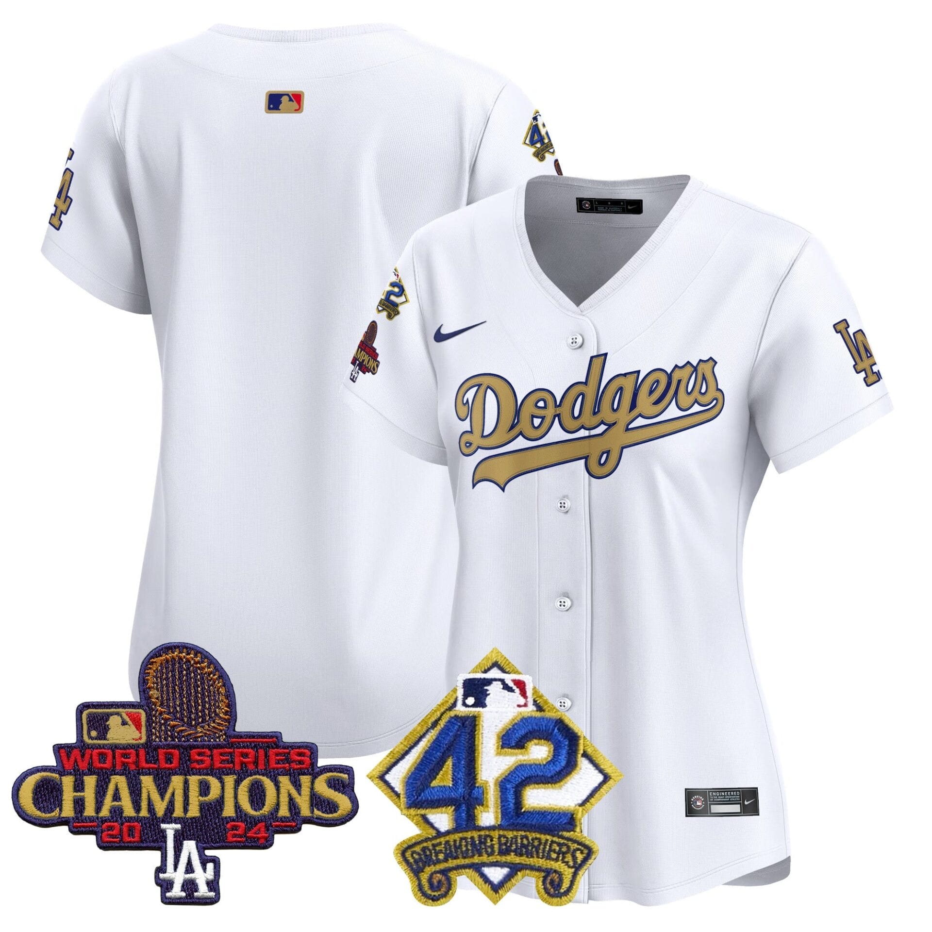 Women's Dodgers 2024 World Series Champions & Jackie Robinson Patch Vapor Premier Limited Jersey - All Stitched - Image 12
