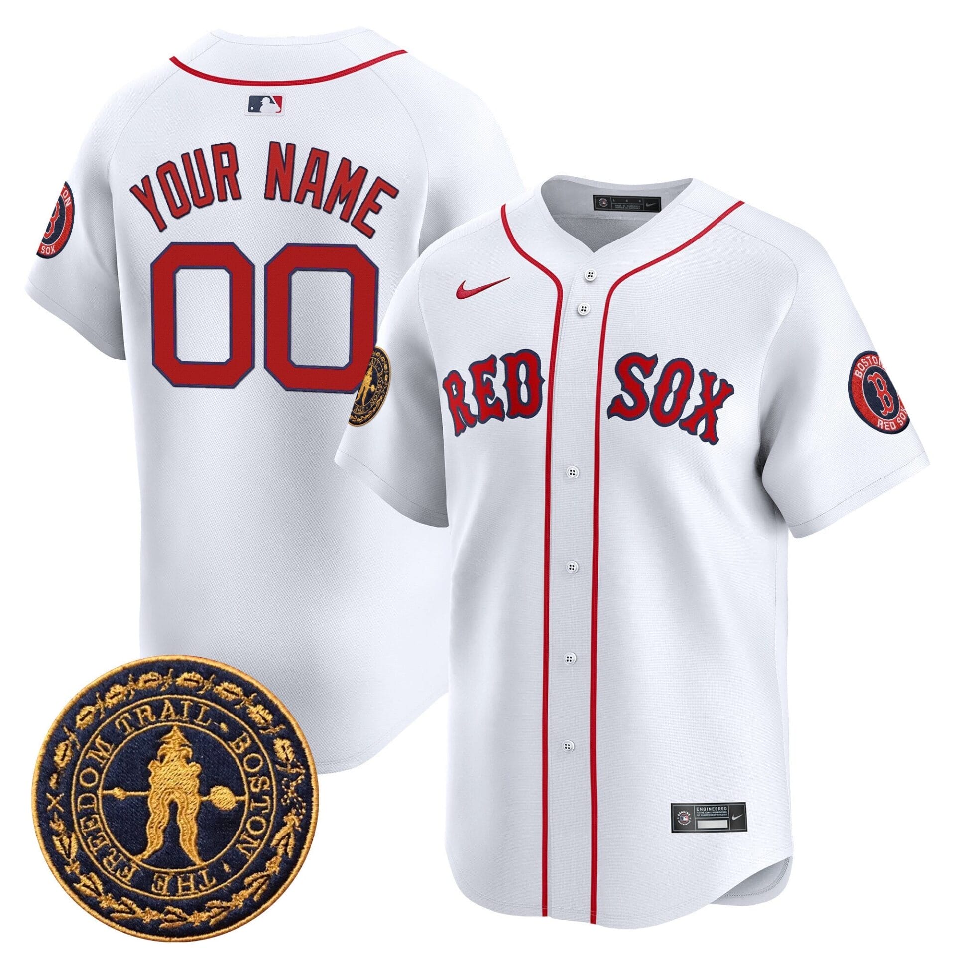 Boston Red Sox Freedom Trail Patch Vapor Premier Limited Custom Jersey - All Stitched - Image 2
