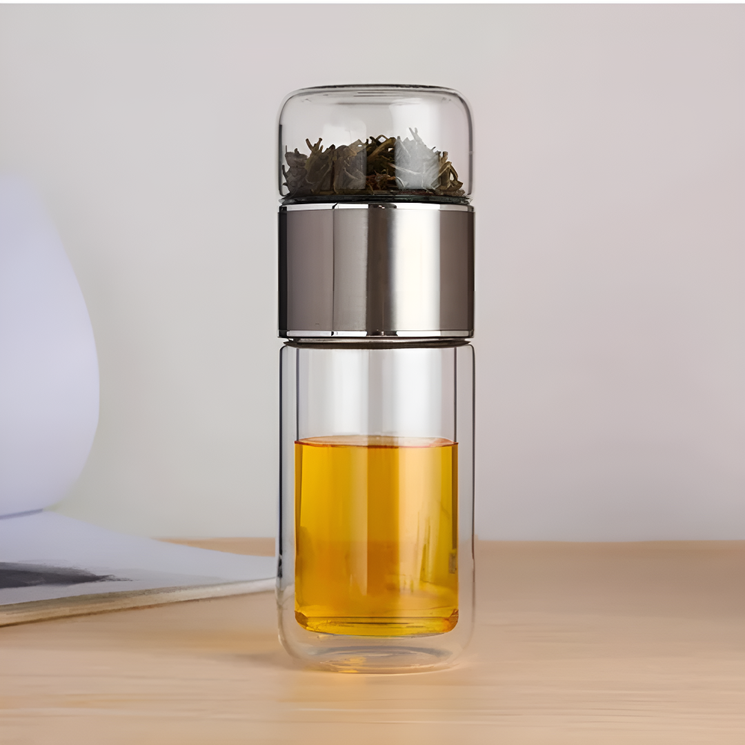 Glass Tea Infuser Bottle with Dual Chamber Brewing - Image 3