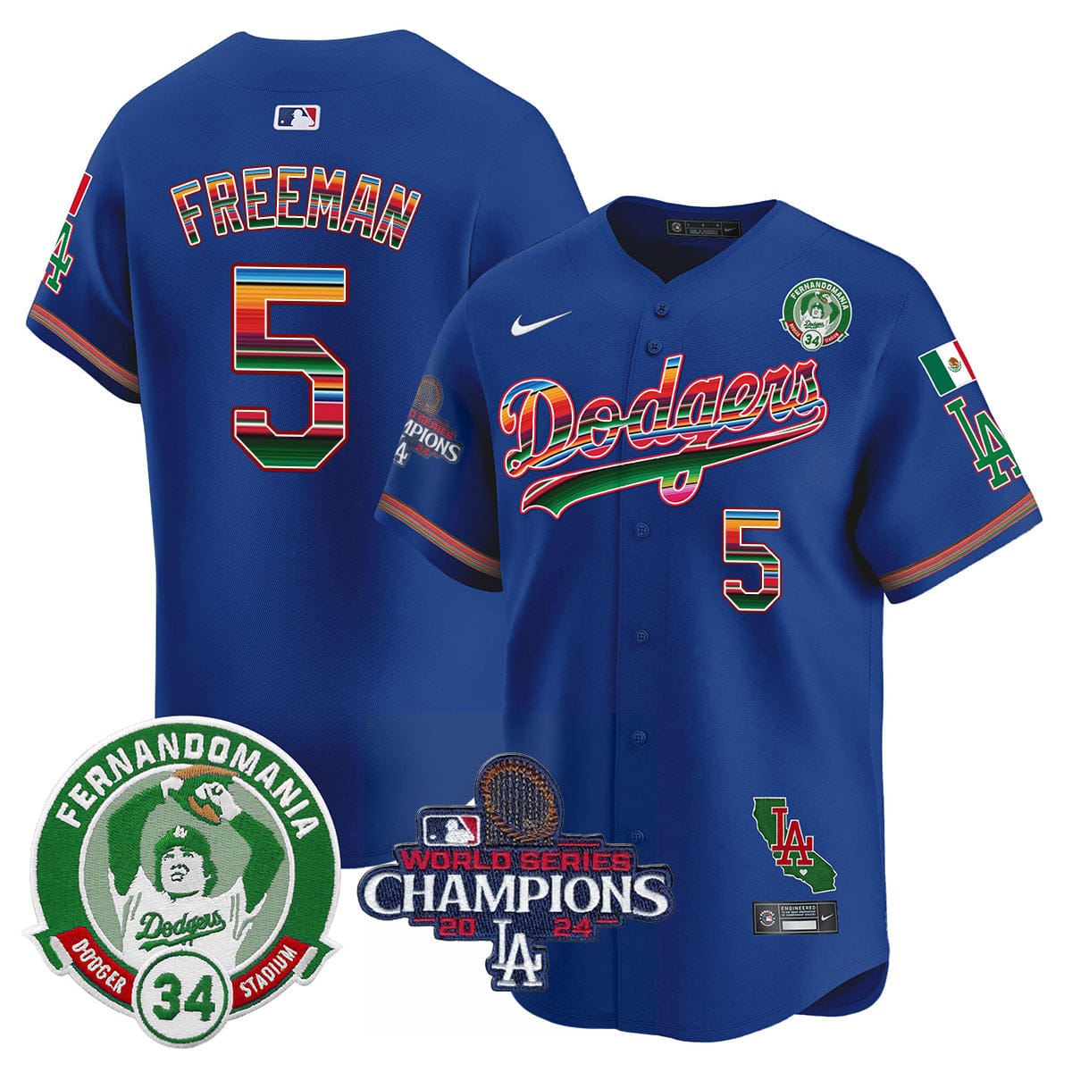 Dodgers Mexico 2024 World Series Champions Patch Jersey - All Stitched - Image 13