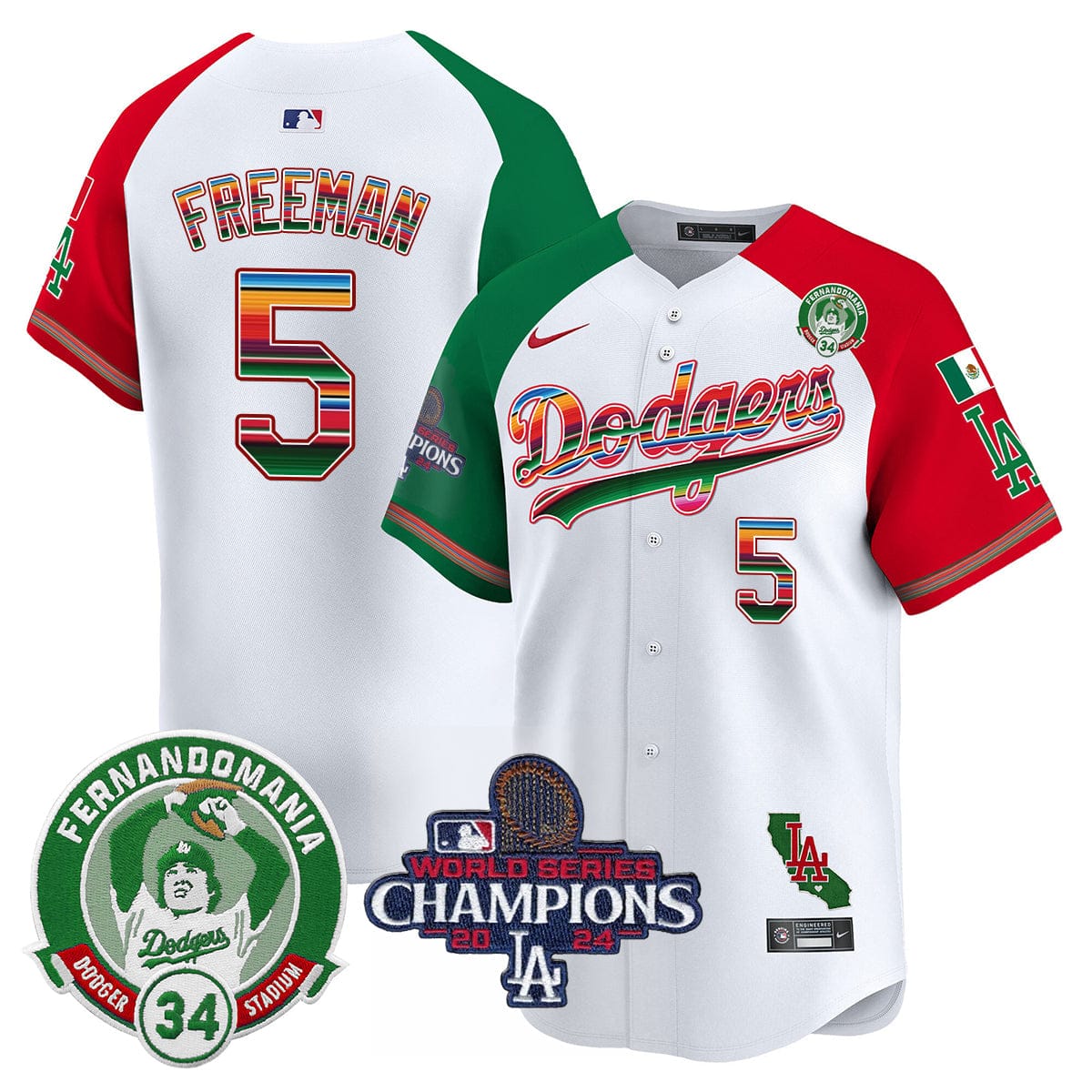 Dodgers Mexico 2024 World Series Champions Patch Jersey - All Stitched - Image 31