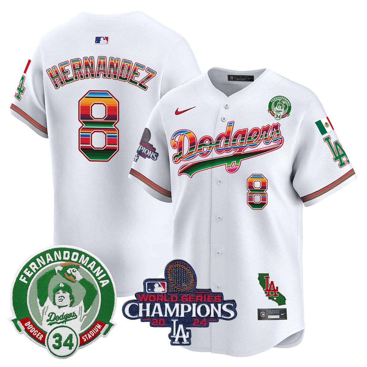 Dodgers Mexico 2024 World Series Champions Patch Jersey - All Stitched - Image 5