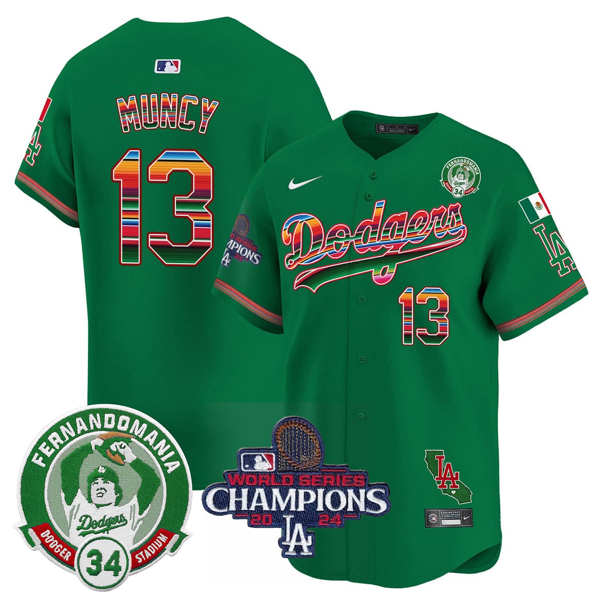 Dodgers Mexico 2024 World Series Champions Patch Jersey - All Stitched - Image 42
