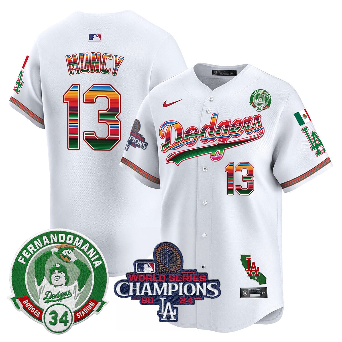 Dodgers Mexico 2024 World Series Champions Patch Jersey - All Stitched - Image 6