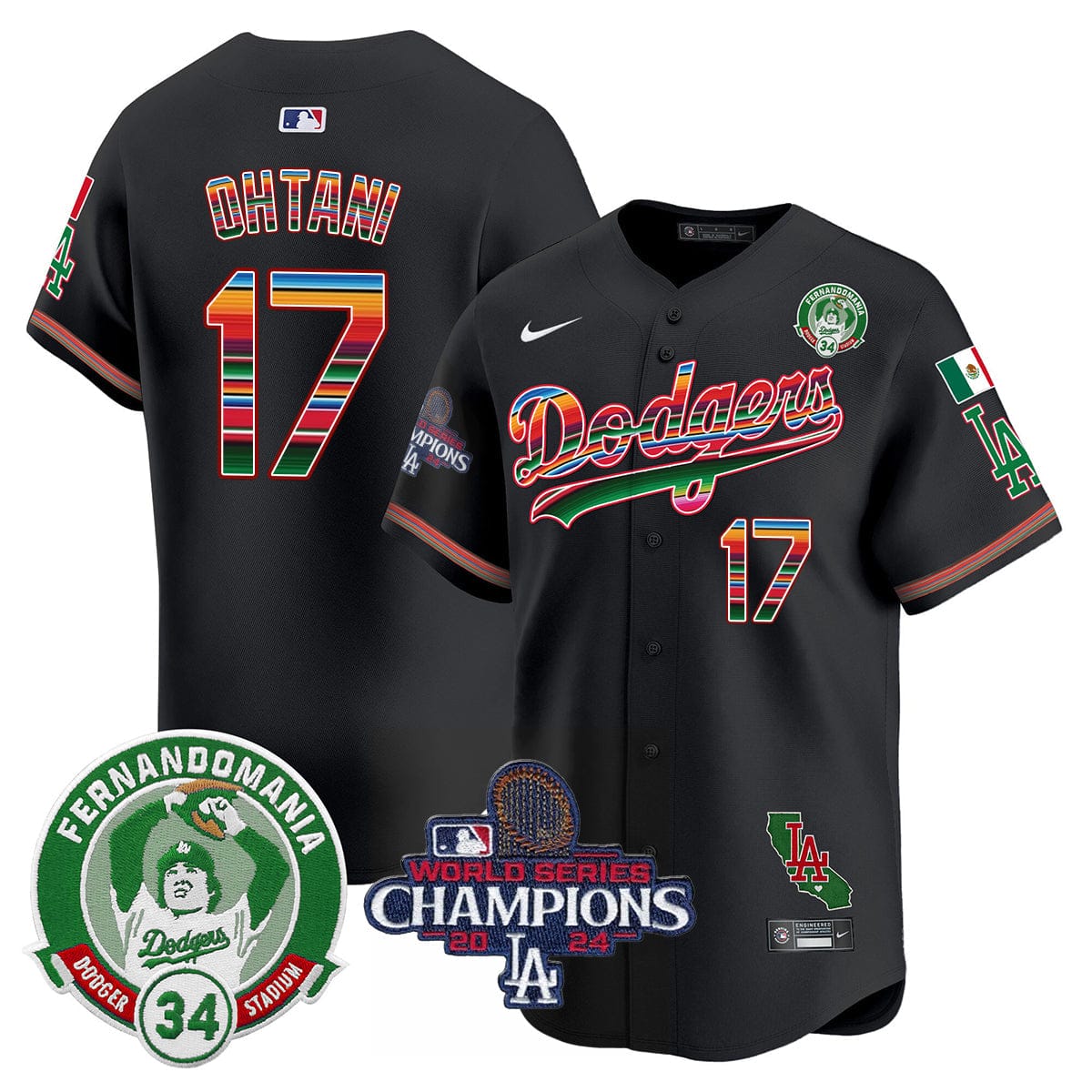 Dodgers Mexico 2024 World Series Champions Patch Jersey - All Stitched - Image 25