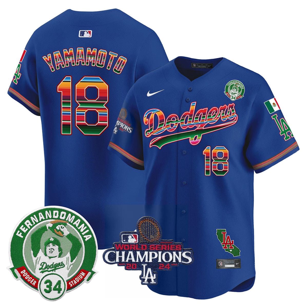 Dodgers Mexico 2024 World Series Champions Patch Jersey - All Stitched - Image 18