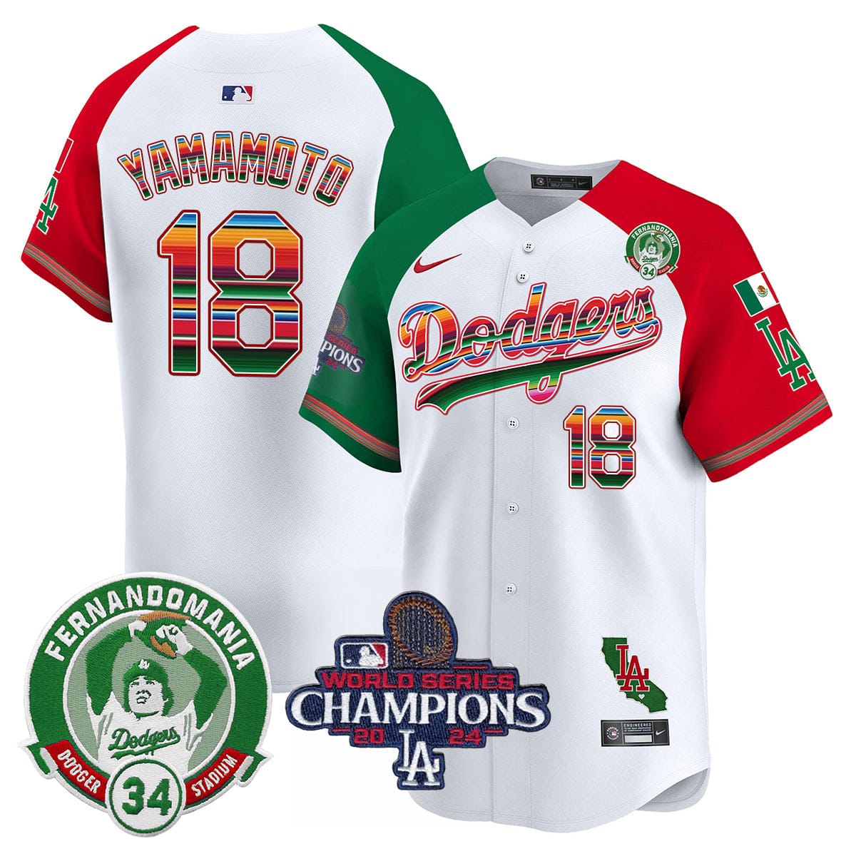 Dodgers Mexico 2024 World Series Champions Patch Jersey - All Stitched - Image 36