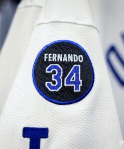 Alternative view of Dodgers Fernando Valenzuela Memorial Custom Jersey - All Stitched