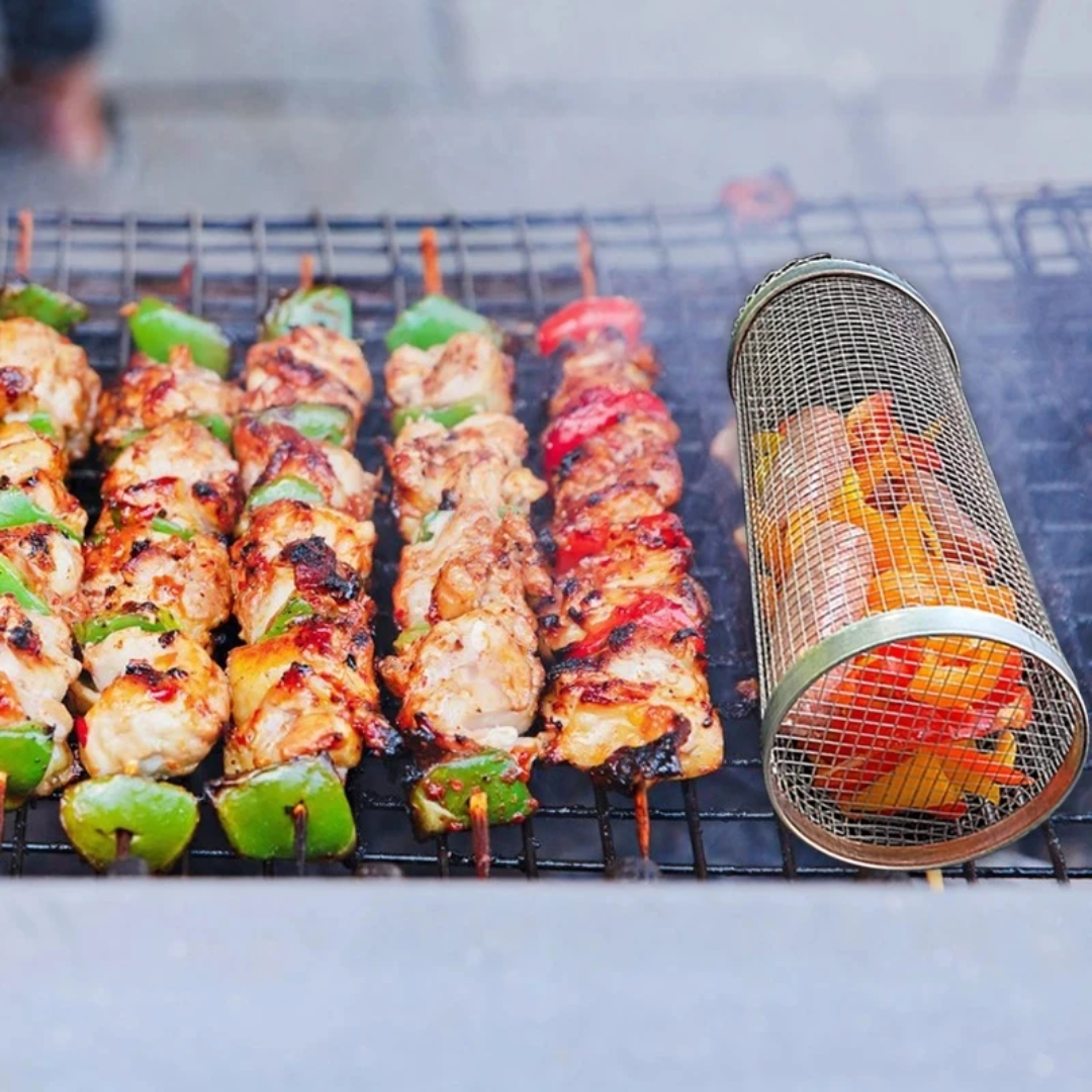 Stainless Steel Rolling Grill Basket - Image 2