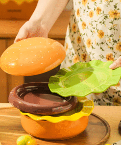 Alternative view of Stackable Ceramic Burger Plate Set