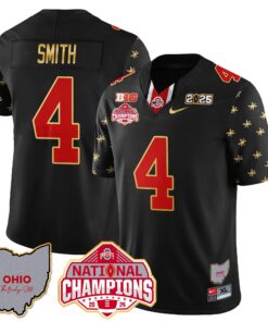 Ohio State Buckeyes 2025 CFP Patch - National Champions Gold Jersey - All Stitched