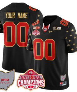 Ohio State Buckeyes 2025 CFP Patch - National Champions Gold Custom Jersey - All Stitched