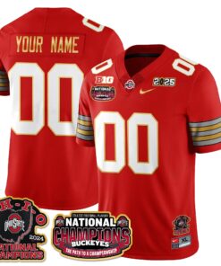 Alternative view of Custom Gender/Name Ohio State Buckeyes 'Heritage Stripe' 2025 CFP Patch - National Champions Gold Custom Jersey N9 - All Stitched