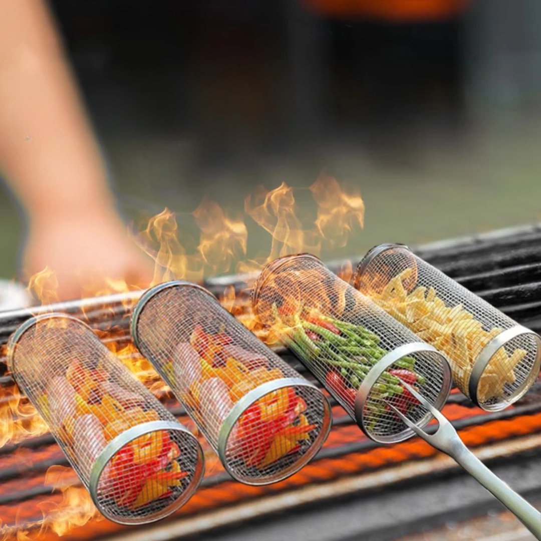 Stainless Steel Rolling Grill Basket - Image 3