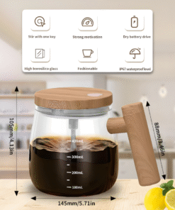Alternative view of Self Stirring Coffee Mug with Wooden Handle