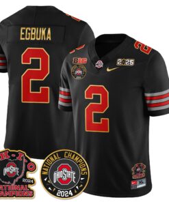 Alternative view of Ohio State Buckeyes 'Heritage Stripe' 2025 CFP Patch - National Champions Jersey N5 - All Stitched