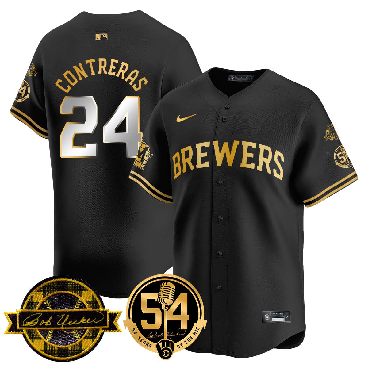 Milwaukee Brewers Jersey - Bob Uecker, 54 Seasons for Brewers Jersey - All Stitched - Image 3