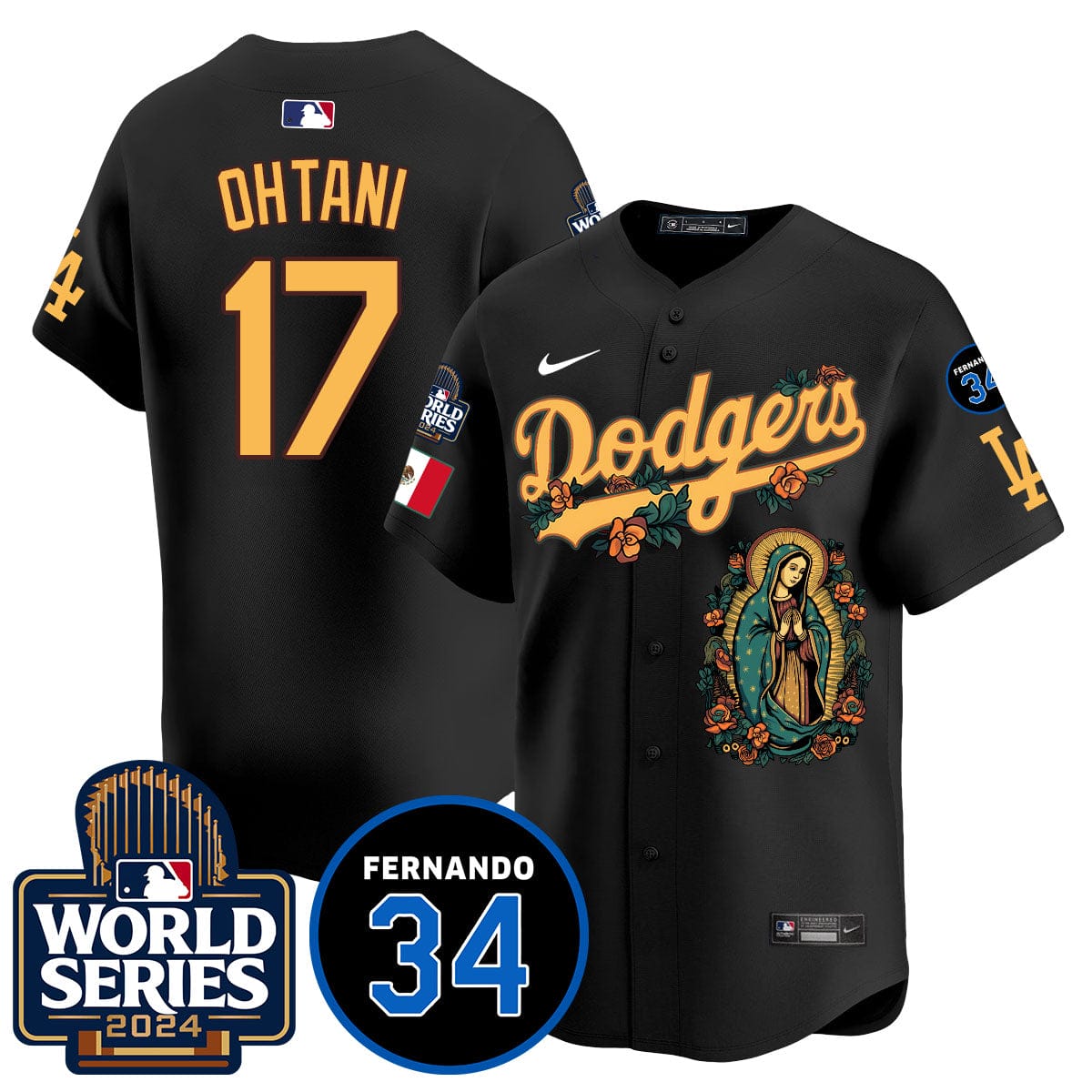 Dodgers Guadalupe - Fernando Valenzuela Memorial Jersey - All Stitched - Image 8