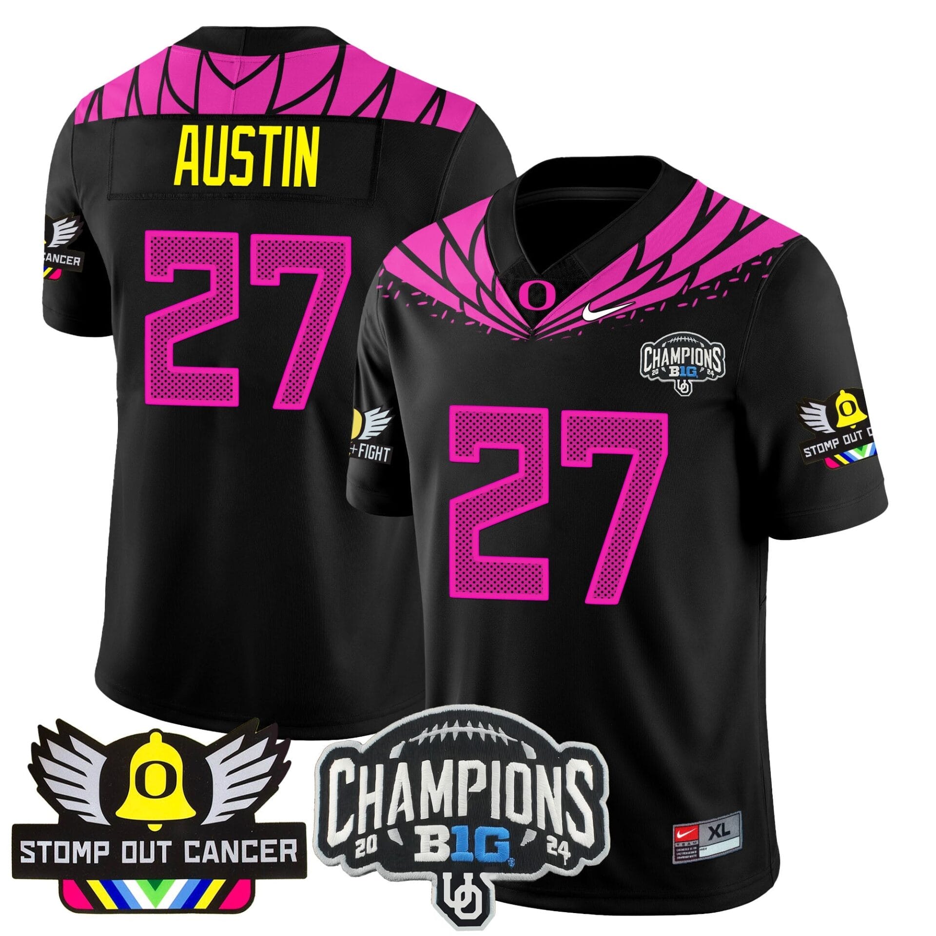 Oregon Alternate 2024 Big Ten Champions Jersey V2 - All Stitched - Image 2