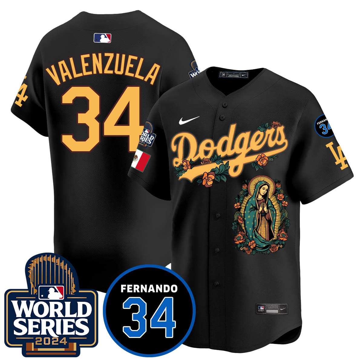 Dodgers Guadalupe - Fernando Valenzuela Memorial Jersey - All Stitched - Image 19