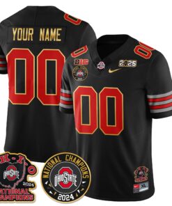 Ohio State Buckeyes 'Heritage Stripe' 2025 CFP Patch - National Champions Gold Custom Jersey N5 - All Stitched