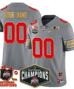 Alternative view of Custom Gender/Name Ohio State Buckeyes 'Heritage Stripe' 2025 CFP Patch - National Champions Gold Custom Jersey N8 - All Stitched