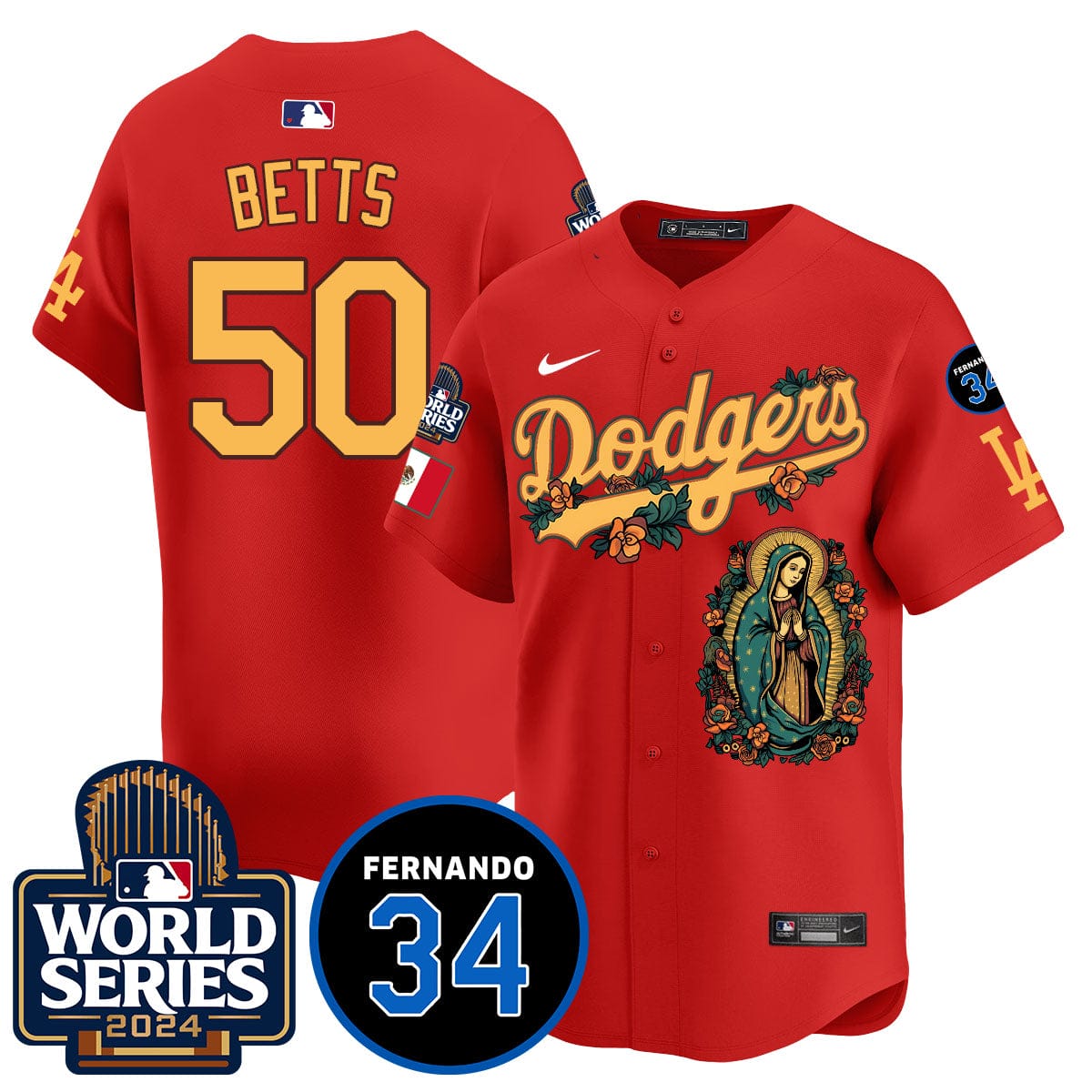Dodgers Guadalupe - Fernando Valenzuela Memorial Jersey - All Stitched - Image 45