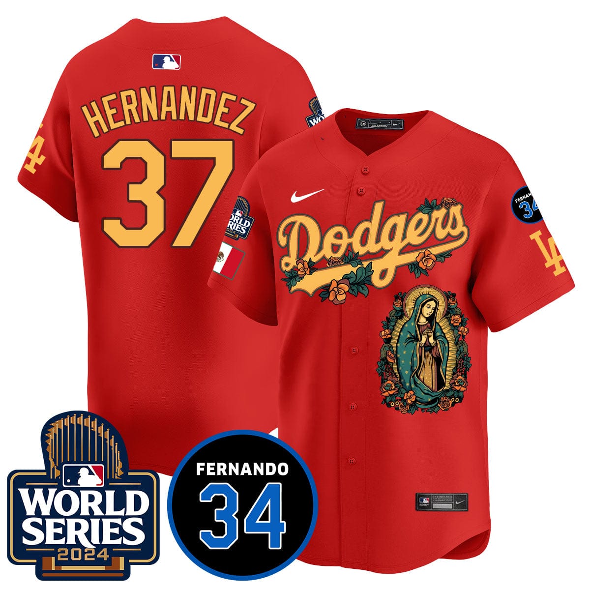 Dodgers Guadalupe - Fernando Valenzuela Memorial Jersey - All Stitched - Image 46
