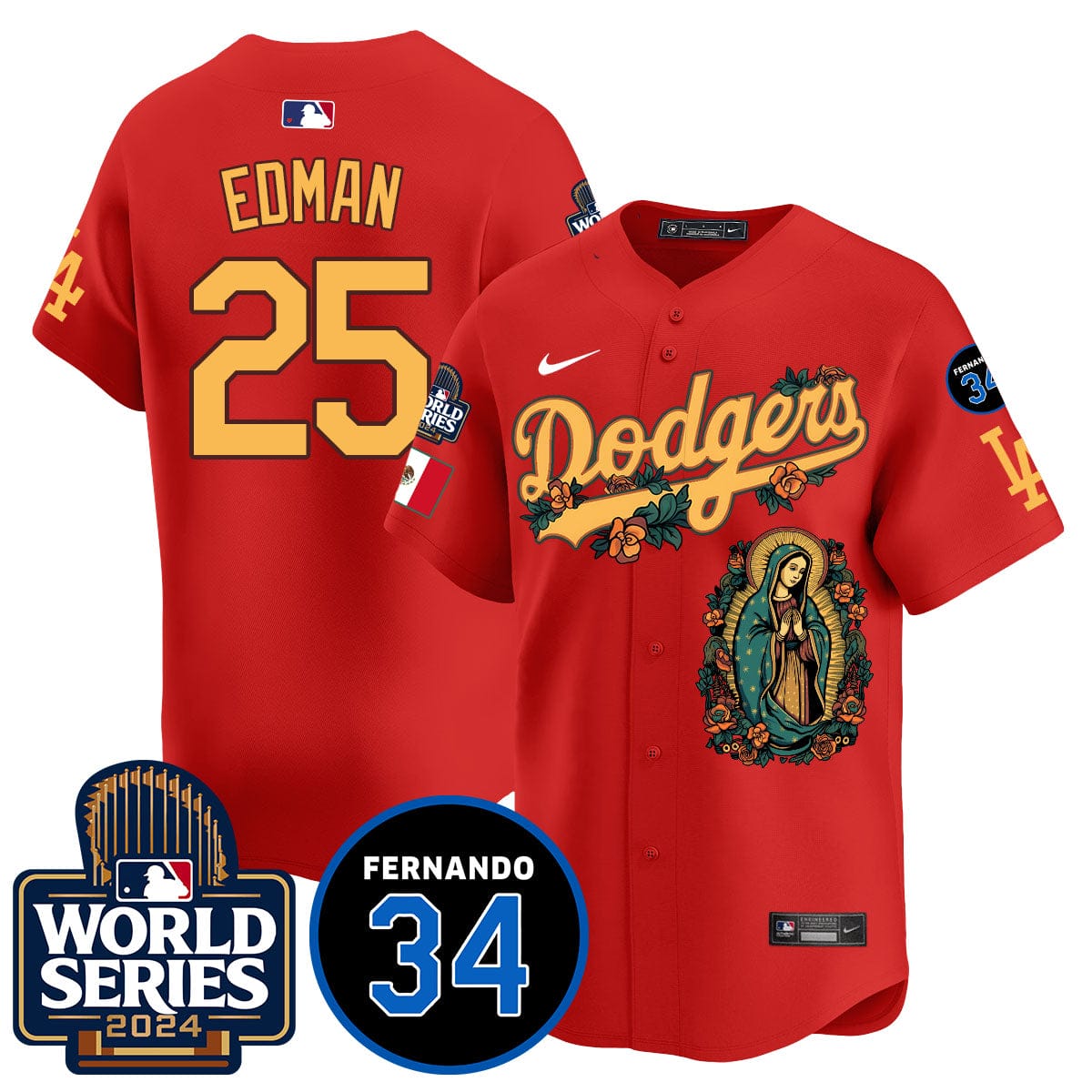 Dodgers Guadalupe - Fernando Valenzuela Memorial Jersey - All Stitched - Image 41
