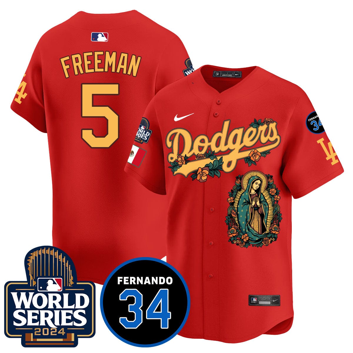Dodgers Guadalupe - Fernando Valenzuela Memorial Jersey - All Stitched - Image 47