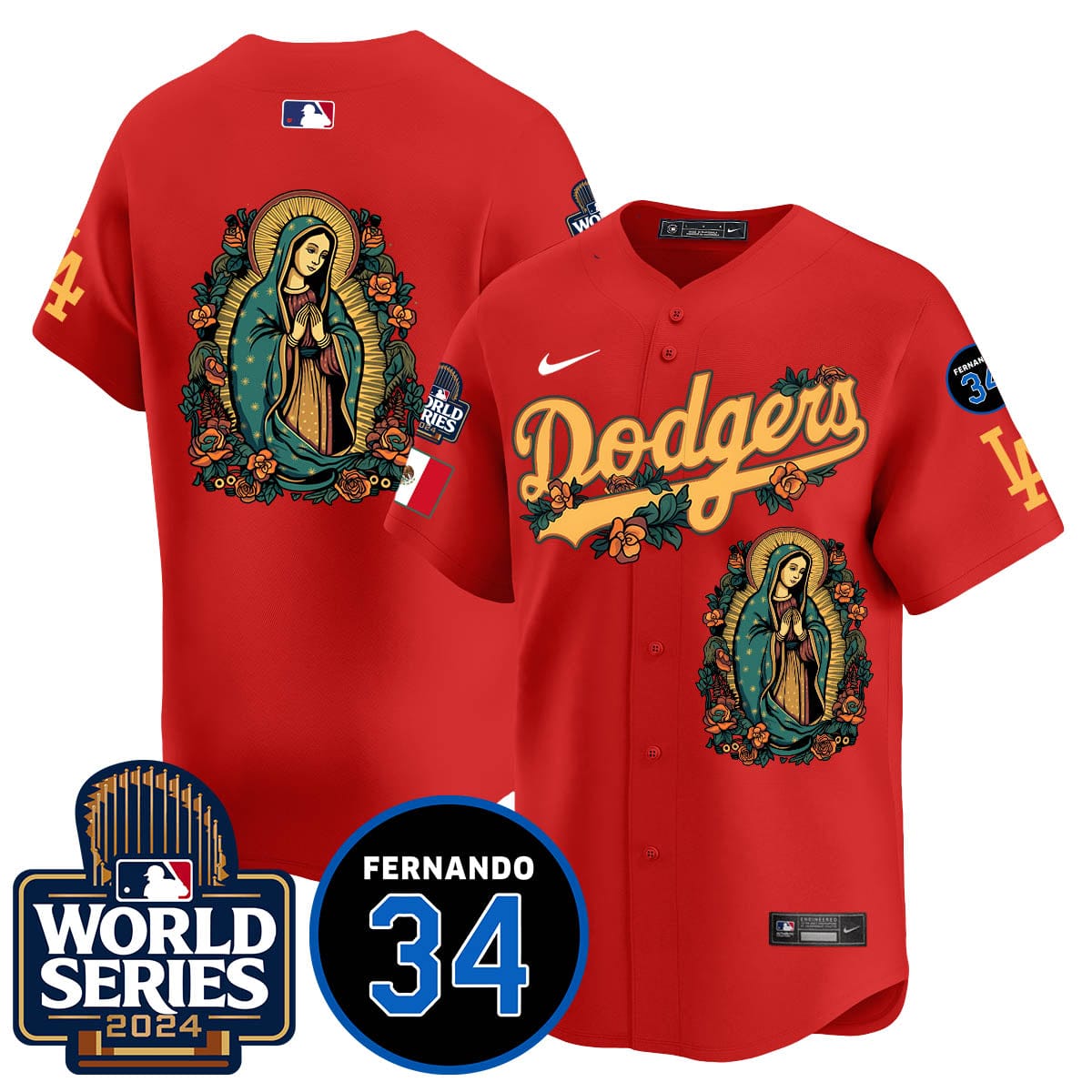 Dodgers Guadalupe - Fernando Valenzuela Memorial Jersey - All Stitched - Image 50
