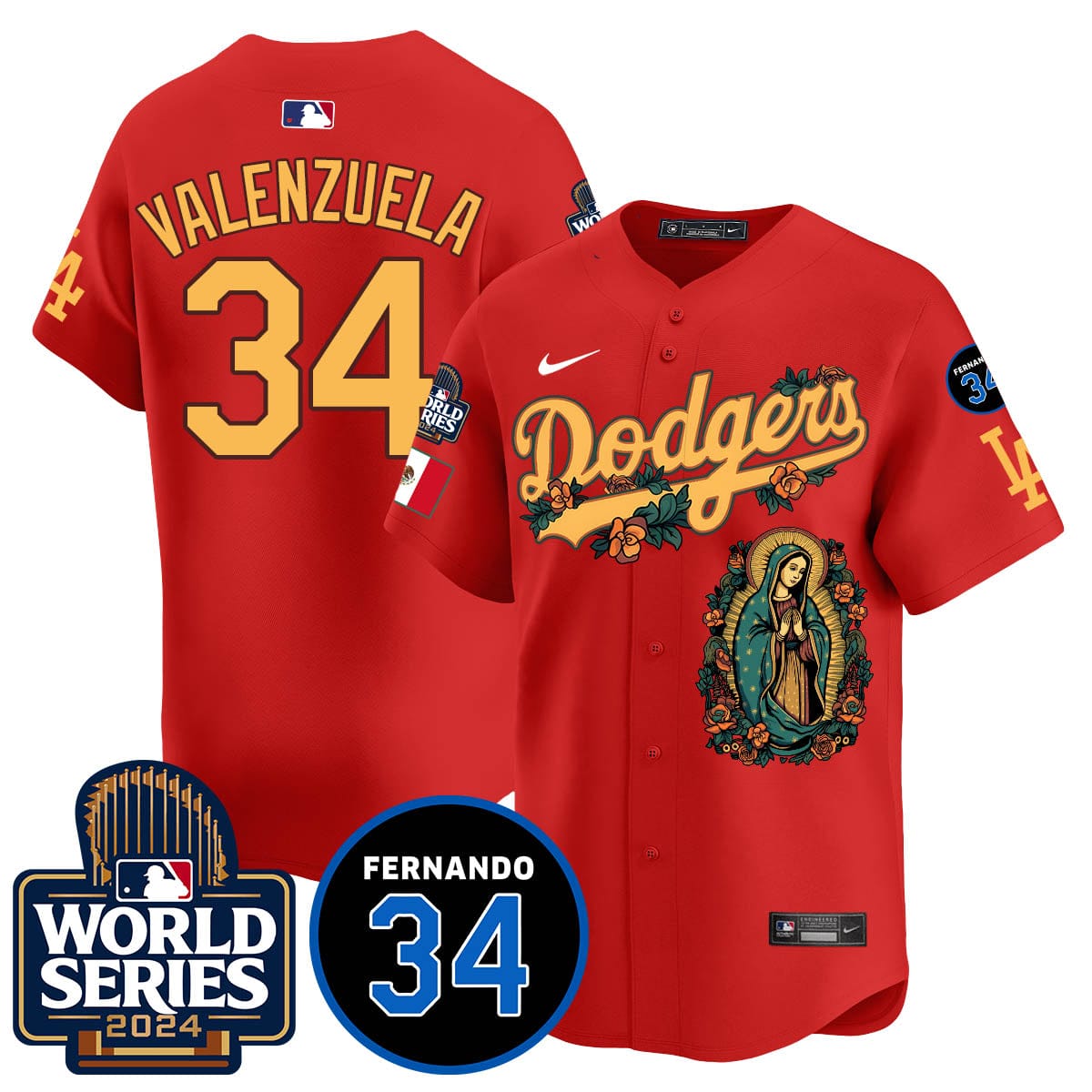 Dodgers Guadalupe - Fernando Valenzuela Memorial Jersey - All Stitched - Image 43