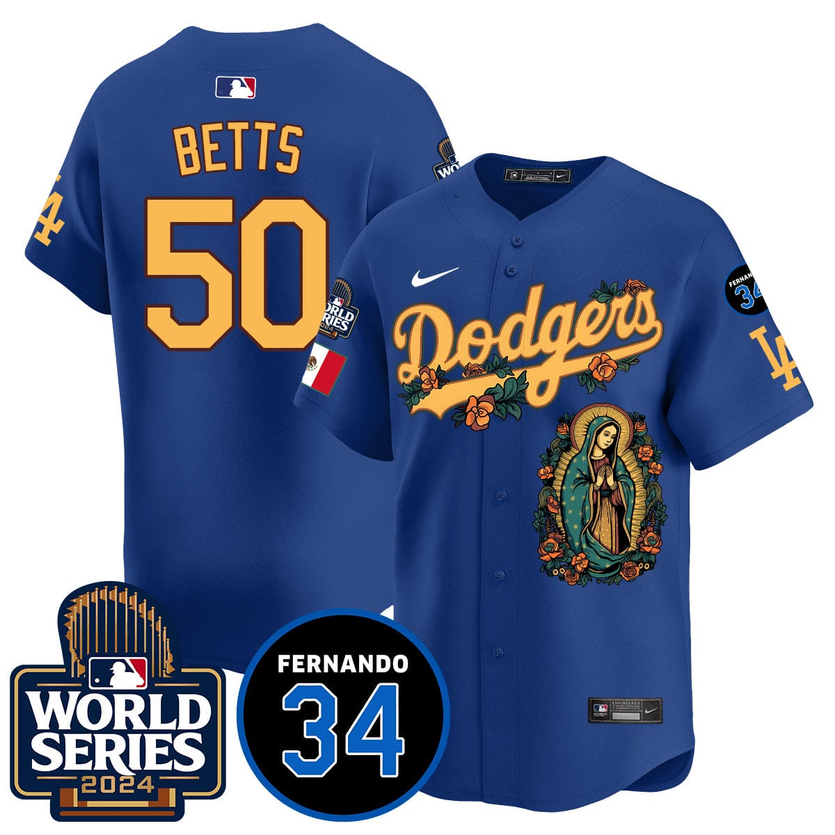Dodgers Guadalupe - Fernando Valenzuela Memorial Jersey - All Stitched - Image 10