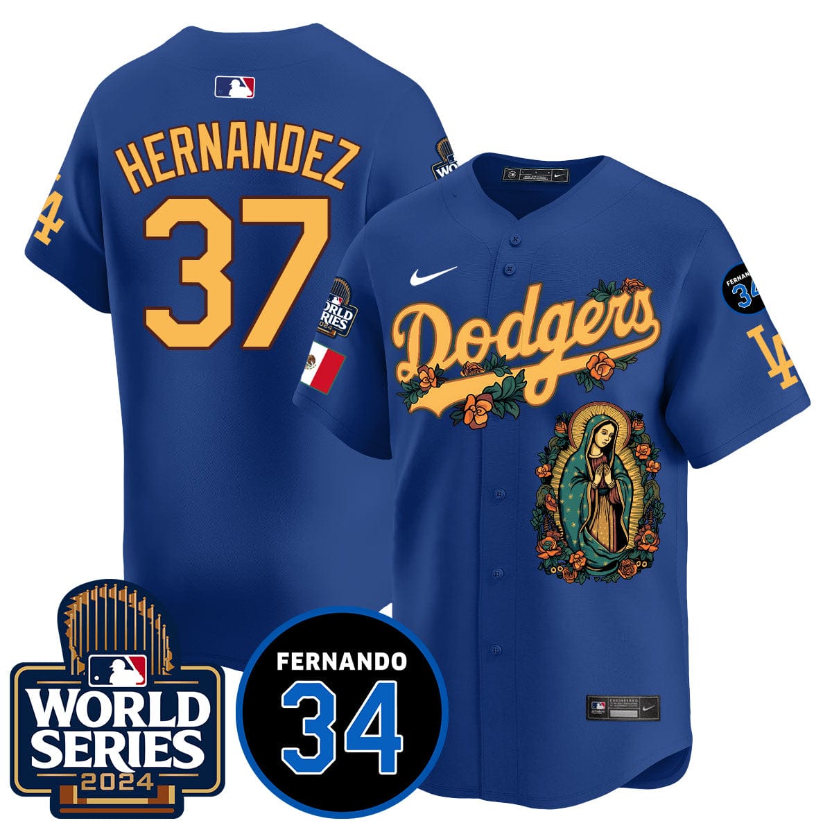 Dodgers Guadalupe - Fernando Valenzuela Memorial Jersey - All Stitched - Image 11