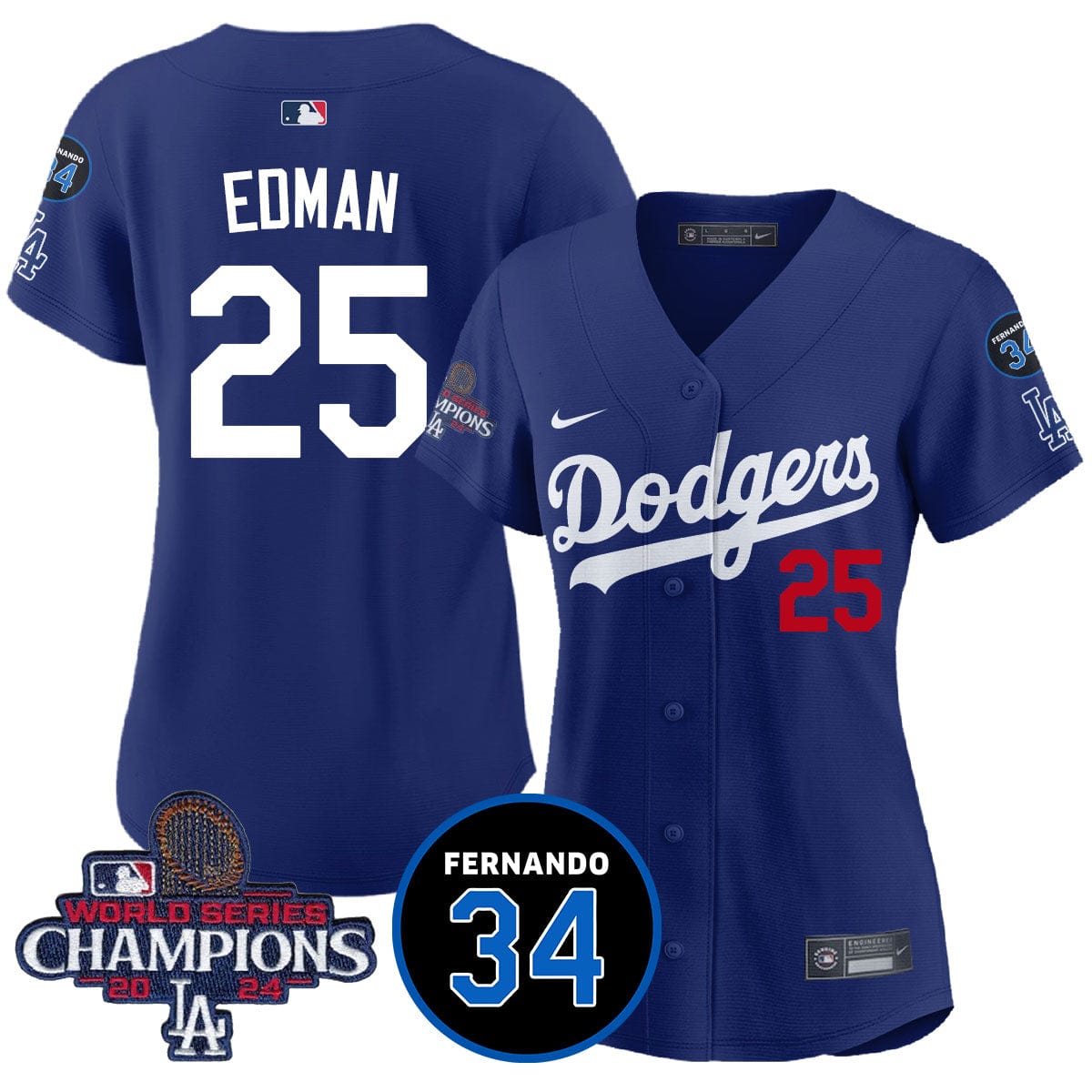 Women Dodgers - World Series Champions 2024 Jersey - All Stitched - Image 4