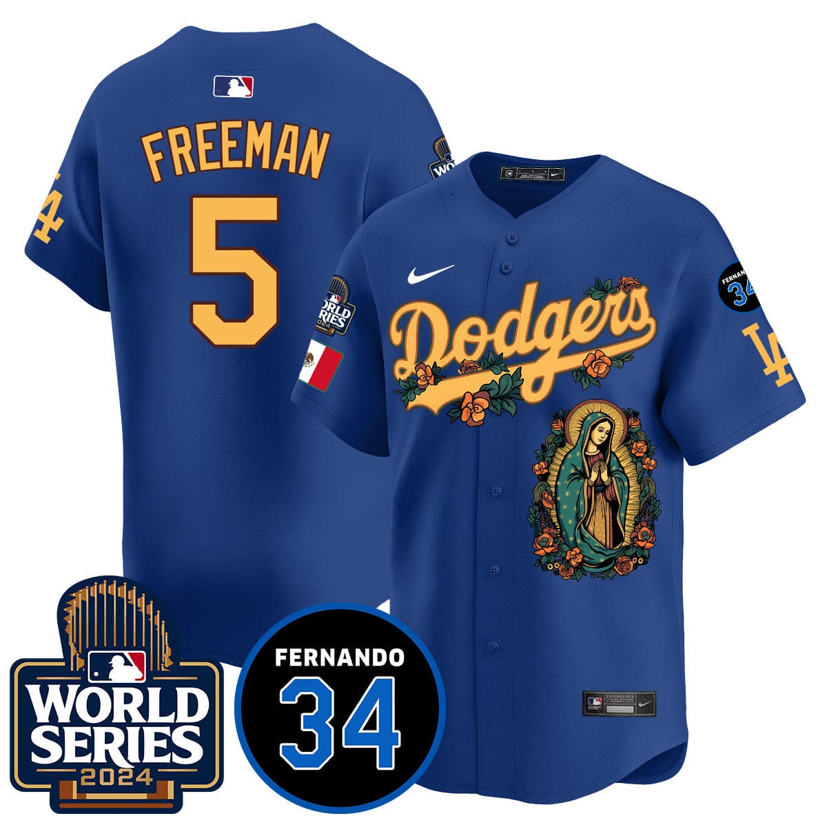 Dodgers Guadalupe - Fernando Valenzuela Memorial Jersey - All Stitched - Image 13