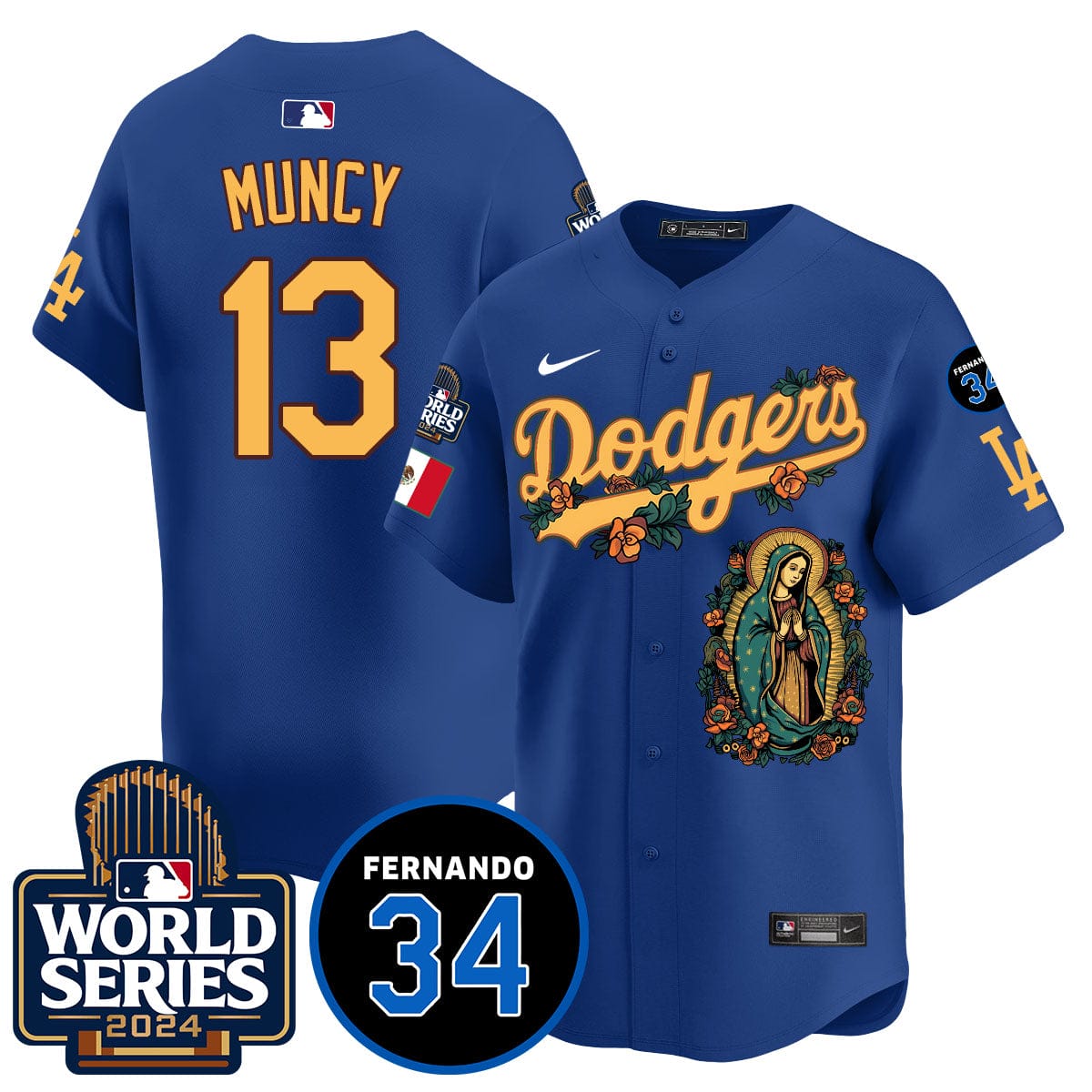 Dodgers Guadalupe - Fernando Valenzuela Memorial Jersey - All Stitched - Image 15