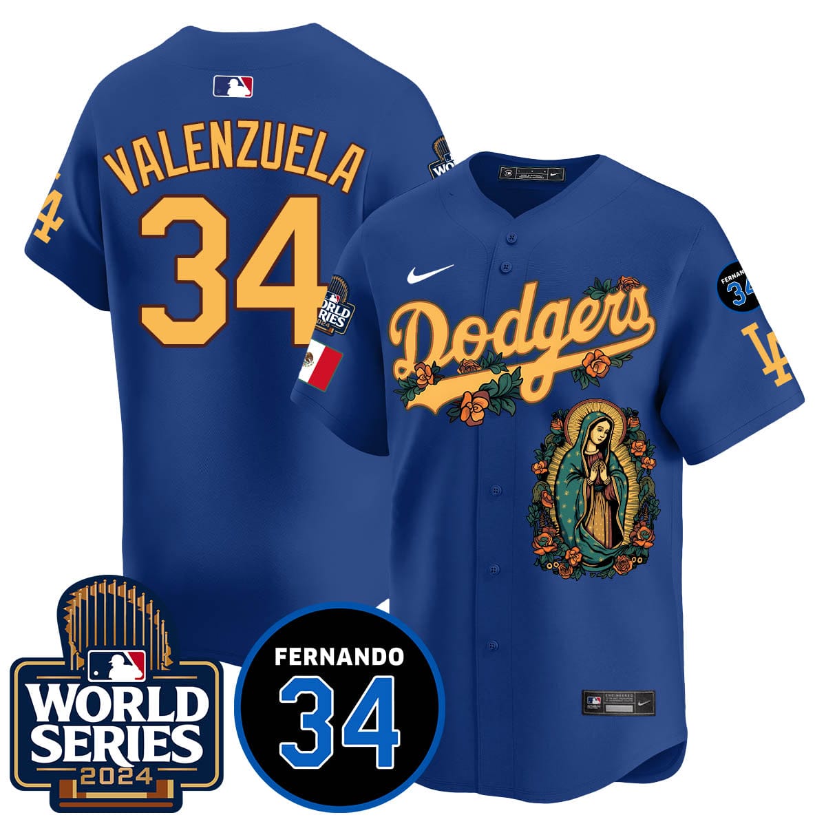 Dodgers Guadalupe - Fernando Valenzuela Memorial Jersey - All Stitched - Image 20