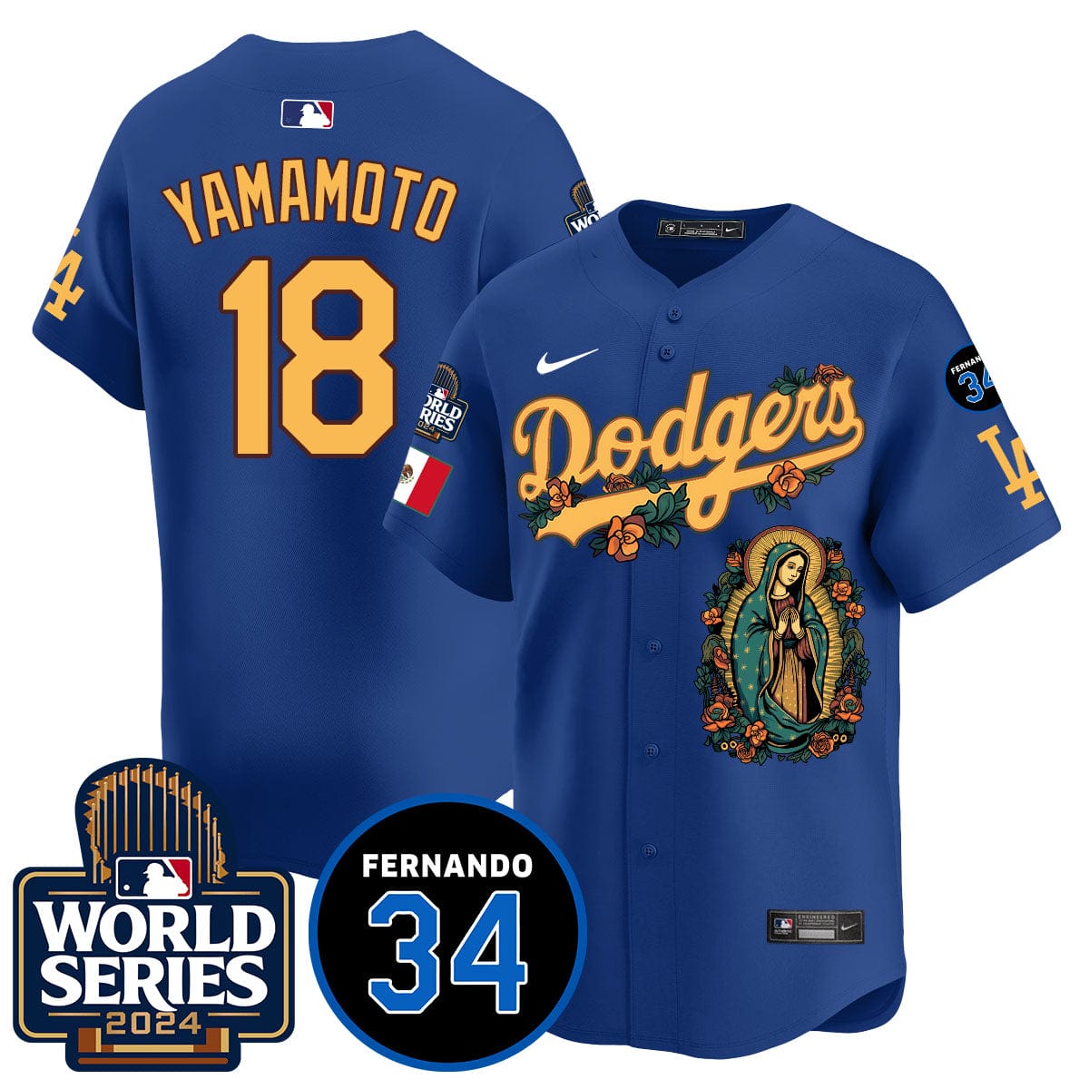 Dodgers Guadalupe - Fernando Valenzuela Memorial Jersey - All Stitched - Image 18