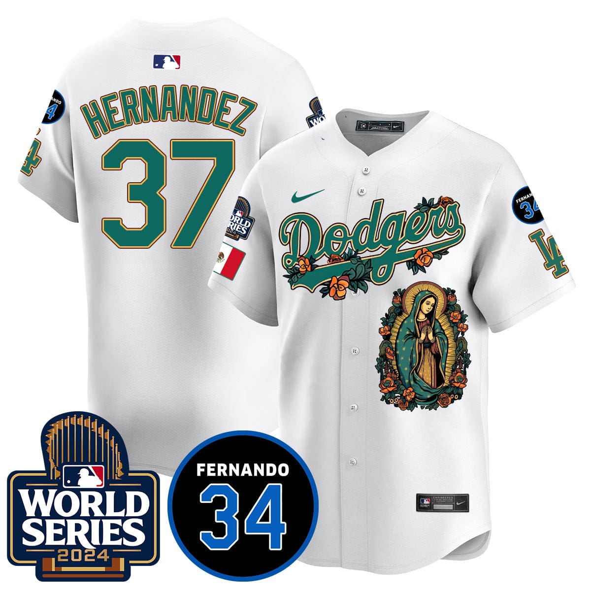 Dodgers Guadalupe - Fernando Valenzuela Memorial Jersey - All Stitched - Image 32