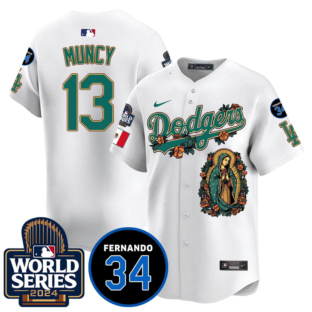 Dodgers Guadalupe - Fernando Valenzuela Memorial Jersey - All Stitched - Image 36